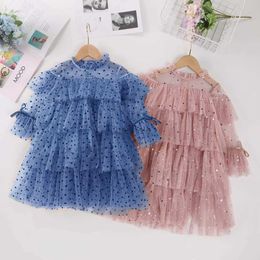 Girl's Dresses Fashion girls dress for summer party tulle shiny sequins 2024 new fashionable girls birthday princess dress for children 3-8 years 240315