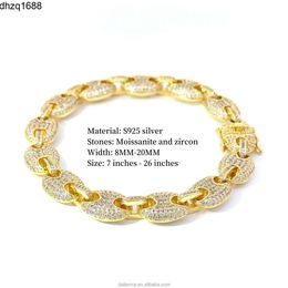 Fine Jewelry Bracelets Bangles Gold Plated Custom Charms Bracelet Sterling Silver 925 Jewellery Moissanite Cuban Bracelet