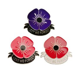 Pins Brooches RSHCZY Red And Purple Poppies For Women Vintage Enamel Pins Backpacks Hat Bag Jewelry Gift Scarf Buckle2880