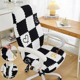 Chair Covers 1PC Geometric Printed Office Chair Cover Stretch Spandex Computer Gaming Armchairs Slipcover for Study Room Office Home Decor L240315