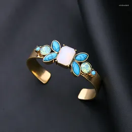 Bangle Kissme Geometric Symmetric Synthetic Stone Cuff Bracelets For Women Unique Rhinestone Vintage Copper Fashion Jewellery