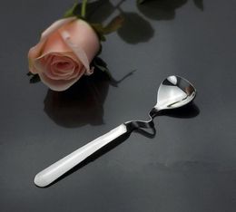 100pcs NEW Tea Coffee Honey Drink Adorable Stainless Steel Curved ed Handle Spoon U handled V Handle Jam Spoons2190852