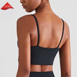 Lu Align Lemon Lycra Bra Women Gym Sports Spaghetti Strap Fiess Bralette Workout High Impact Yoga Crop Top Vest Push Up Tight Underwear let