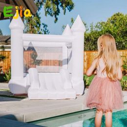 wholesale For Kids Outdoor Games 8ft Mini Inflatable White Bounce House Jumping Castle with Slide