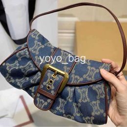 Дизайнерская сумка Triumphal Arch Zhonggu, новинка 2024 года, винтажная джинсовая сумка под мышками, французская сумка с принтом на одно плечо, женская игольная пряжка