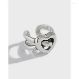Cluster Rings Antique 925% Sterling Silver Open Ring Heart For Women Girls Trendy Vintage Color Adjustable