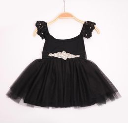 2017 baby girl kid party dress Girl Princess Dresses Lace Gauze Black Dress With Sash girls christmas dress tutus for girls childr9592496