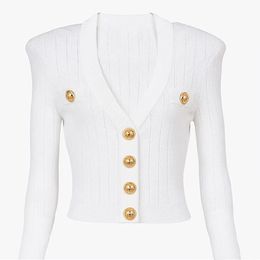 Vinatge 2024 Black/White Buttons Women's Cardigans Long Sleeves Silm Knitting Women's Jackets Designer High End Women's Sweaters 3158