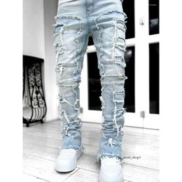 Men's Jeans 2023 Cool Distressed Ripped Slim Fit Stretch Denim Pants Streetwear Style Fashion Clothes 310