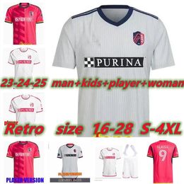 2024 2025 Stl City SC SOCCER JERSEYS MLS HOME Away st L''RED' SC white NILSSON KLAUSS NELSON GIOACCHINI VASSILEV BELL PARKER BLOM FOOTBALL SHIRT Mens kids kit