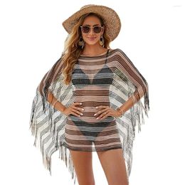 Women Swimsuit Cover Up Tassels Tops Swim Bikini Bathing Suit Beach Coverups Loose Fit Swimwear Dress