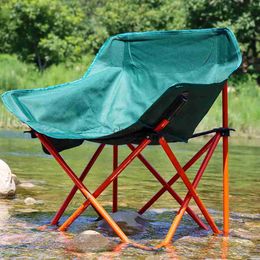 Camp Furniture Outdoor Moon Chair Portable Fishing Seat Art Sketching Backrest Folding Stool Camping Stall Beach Chair Wholesale Garden Desk YQ240315