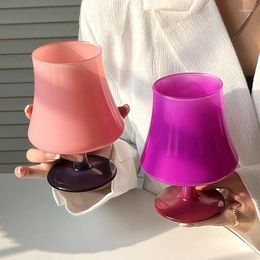 Wine Glasses Korean Retro Ins Mediaeval Lamp Shaped Glass Candy Colour Simple Home Cocktail Champagne Single-layer Universal Tall