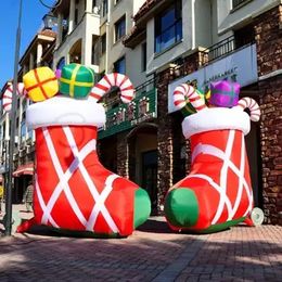 wholesale Giant Inflatable Christmas Stocking for Outdoor decoration Blow Up Gift Display For Holiday event use