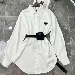 Women's Blouses & Shirts designer Sashes Blouse for Womens Designers Triangle Letter Tops Quality Chiffon Sexy Coat with Waist Bag pra shirt MHK1