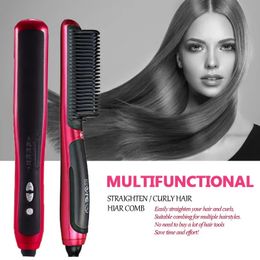 Professional Comb Hair Straightener Brush Smoothing Brush Ceramic Hair Iron Straightening Comb Styling Hairbrush Tools 240306