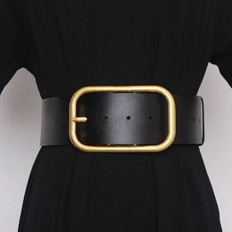 2022 Designer Womens Belt 7cm 70mm Wide Leather Black Waistband Belts Lady Women Big Gold Buckle Classic Casual Pearl Ceinture284J