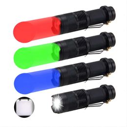 Sk68 Outdoor Mini Red, White, Green, Blue Telescopic Zoom Fluorescent Light Flashlight 675431