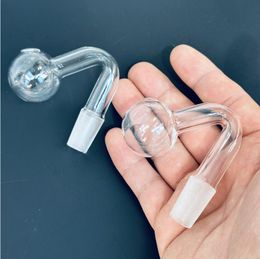 14mm Male 45° Clear Bent Curve Glass Oil Burner Pipe Attachment With 3cm Curved Big Head Bowl