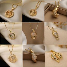 Pendant Necklaces Mafisar Hip Hop Leopard 18K Gold Plated Zircon Necklace Fashion High Quality Delicate Women Jewellery Gifts