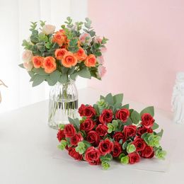 Decorative Flowers 1bunch Artificial Flower Rose Bouquet Wedding Party DIY Home Decor Bride Holding Valentine's Day Gift Simulation