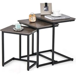 Living Room Furniture Nesting Table Set Of 3 Rec Stacking Side End W/Wood Top Metal Legs Adjustable Foot Pads Drop Delivery Home Garde Otr8T