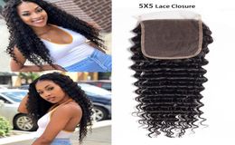 Brazilian Virgin Hair 5X5 Lace Closure Deep Wave Natural Color Five By Five Top Closures 1224inch9258598