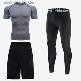 Men's Body Shapers Sportswear Gym Fitness Tracksuit Mens Running Sets Compression Basketball Underwear Tights Jogging Sports Suits Clothes Dry FitC24315