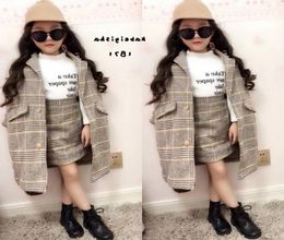 Girl Fall Outfits 2019 Autumn Winter Children Clothing Set CoatSkirt Baby Girls Tracksuit Kids Woollen Clothes Sets2760492