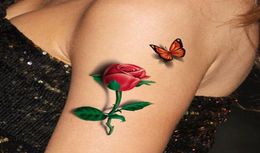 WholeTatoo 3D Rose Tattoo 2015 Flower Fake Butterfly Temporary fantasy Waterproof Tattoos Stickers Women 3d Tatoo4356208