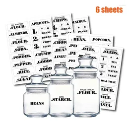Wall Stickers Farmhouse Pantry Labels 6 Sheets Transparent Waterproof Food Jar For Organisation HANW88