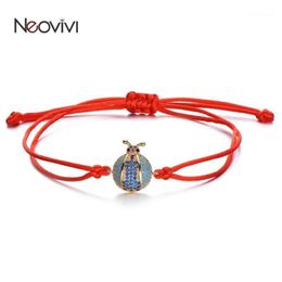 Charm Bracelets Neovivi Blue Cubic Zirconia Ladybird Women Handmade Red Black Rope String Bracelet For Boy Girl DIY Jewellery Gift1287i