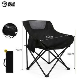 Camp Furniture LOLOTOUR Outdoor Portable Folding Chairs Camping Lounger Picnic Chairs Moon Chair Fishing Stool Ultra-light Chair Survival Tools YQ240315