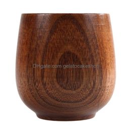 Wine Glasses Jujube Wood Cup Primitive Handmade Natural Spruce Wooden Breakfast Beer Milk Drinkware Green Tea Yerba Mate Mugs Drop D Dh75Q