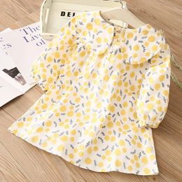 Spring Autumn 2 3 4 6 8 10 Years ChildrenS Clothing Peter Pan Collar Long Sleeve Cotton Dresses For Kids Baby Girls 240228