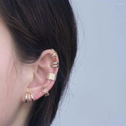 Backs Earrings 5Pcs/Set Female Hollow Leaves C-Shape Earring Set Multi-layer Clip Simple Without Pierced Ear For Women Girl