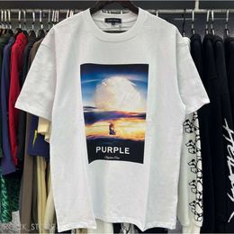 Purple Jeans T Shirt Designer Men Women Inset Purse Fashion Shirt Collar Regular New Style Fit Cotton Print Tops US S-Xl More Color Purple Brand Tshirt 583