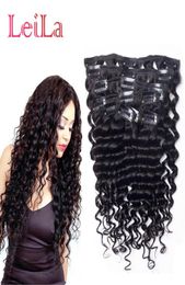 Virgin Hair Clip In Hair Extensions Deep Wave Curly 70120g Indian Full Head 7 Pieces One Set Hair Weft Sell8352508