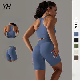 Seamless Yoga Set Gym Suits With Shorts Crop Top Sexy Bra Womens Pants 2 Pieces Running Workout Outfit Fitness Clothing 240307