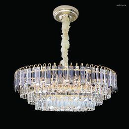 Chandeliers E14 Post Modern Crystal Chandelier Golden Lamp For Living Room Bedroom Model Luxury Lustre Round Hanging Light