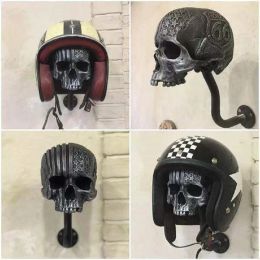 Racks Creative Cool Skull Motorcycle Helmet Holder Wall Mounted Adult Helmet Hanger Coat Storage Rack Bicycle Helmet Holder Wall Decor