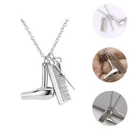 Pendant Necklaces Scissors Comb Necklace Hair Stylist Hairdresser Barber Sweater Chain Alloy (iron) Gift Man Metal