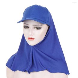 Ethnic Clothing Women Baseball Caps With Jersey Scarf Hijab Shawl Bandana Muslim Turban Bonnet Amira Durag Head Wrap Cap Brim Hat Ready To