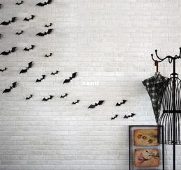 12pcsset Black 3D DIY PVC Bat Wall Sticker Decal Home Halloween Decoration5626284