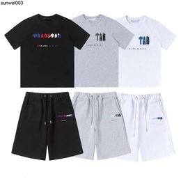 Mens T-shirts Tracksuits t Shirt Designer Embroidery Letter Luxury Black White Grey Rainbow Color Summer Sports Fashion Cotton Cord Top Short Sleeve Size s