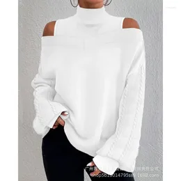 Women's T Shirts Wepbel Y2K Twist Tshirt Tops Women Solid Colour Cold-Shoulder Long-Sleeved Top Off Shoulder Loose Cable Textured