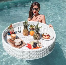 Inflatable Floats Tubes Rattan Tray Nordic Fruit Drink Storage Plate Handmade Water Pool Cup Stand Float Party Beverage Mattress4443519