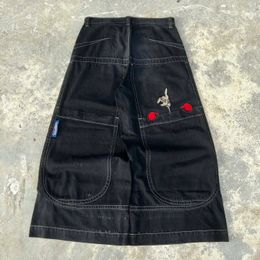 American Jnco Big Pocket Boxing Kangaroo Print Wash Wide Leg Jeans Y2K Hip Hop Street Casual Loose Denim for Men and Women Pant 240309
