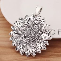 Pendant Necklaces 2 Pieces Antique Silver Colour Large Sunflower Charms Pendants For DIY Necklace Jewellery Making Findings Accessories