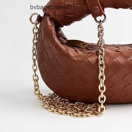 Counter Quality Bottegs Venets Jodie Bags Designer Womens 2024 New Genuine Leather Woven Wrinkled Hand Carrying Dumpling Small and Luxury Chain with Real Logo